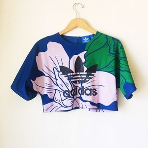 Adidas tropical jersey crop top